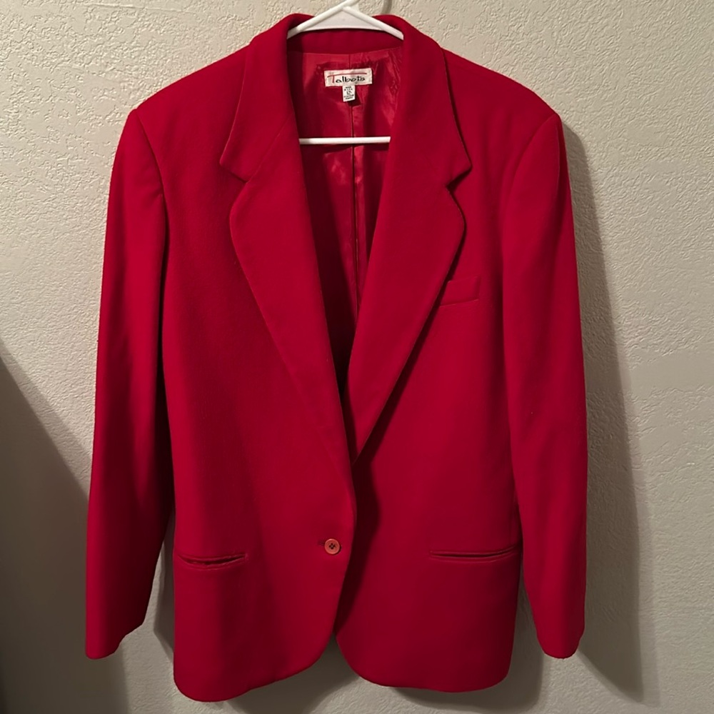 Vintage Talbots Wool Cashmere Blend Red Blazer 12/L